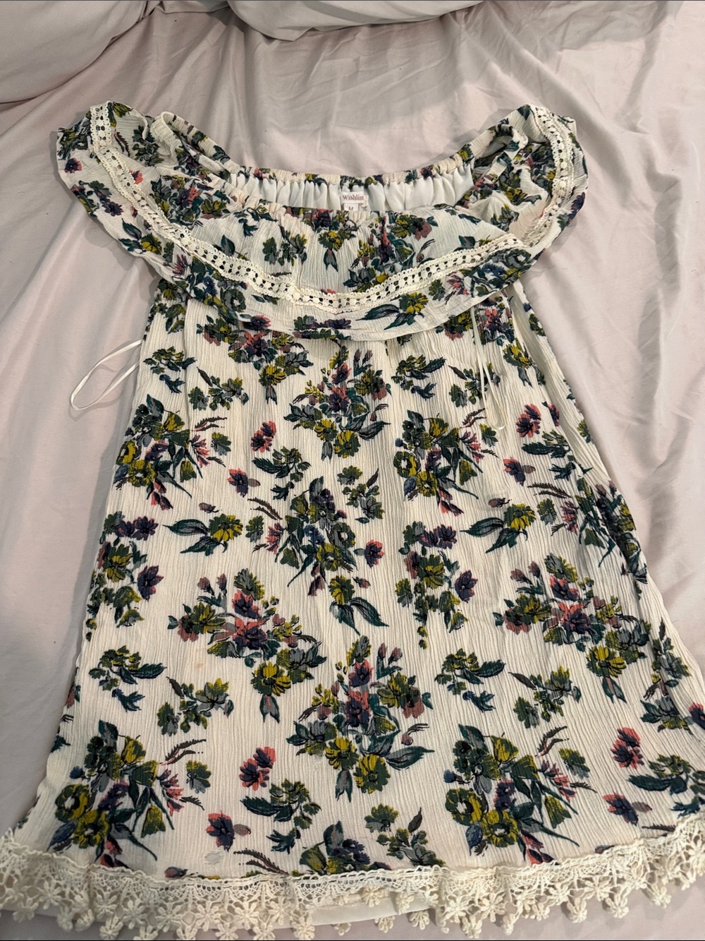 Wishlist White Floral Off-Shoulder Dress with Lace
